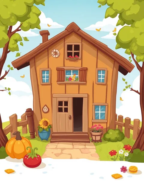 Farmhouse Cartoon Picture: Whimsical Illustration Style