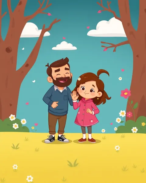 Father Daughter Cartoon Images for Kids