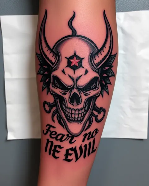 Fear No Evil Tattoo for Protection and Courage