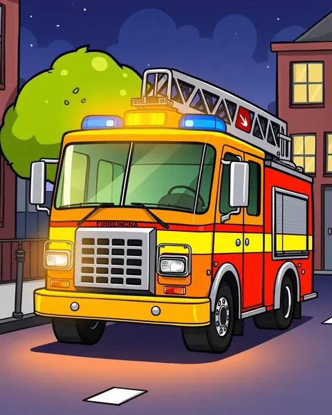 Fire Engine Cartoon Images for Children's Education