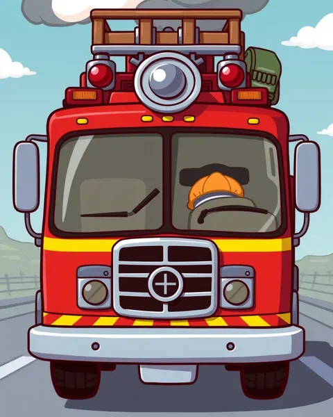 Fire Engine Cartoon Images in Vibrant Colors