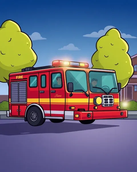 Fire Engine Cartoon Images with Bright Colors