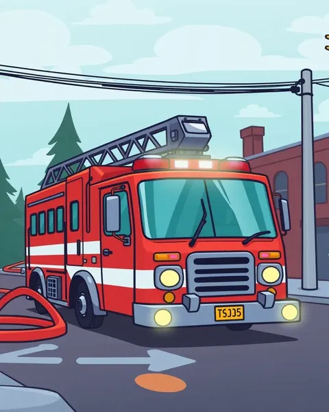 Fire Engine Cartoon Images with Bright Colors