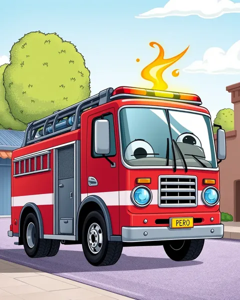 Fire Engine Cartoon Images with Cartoon Characters