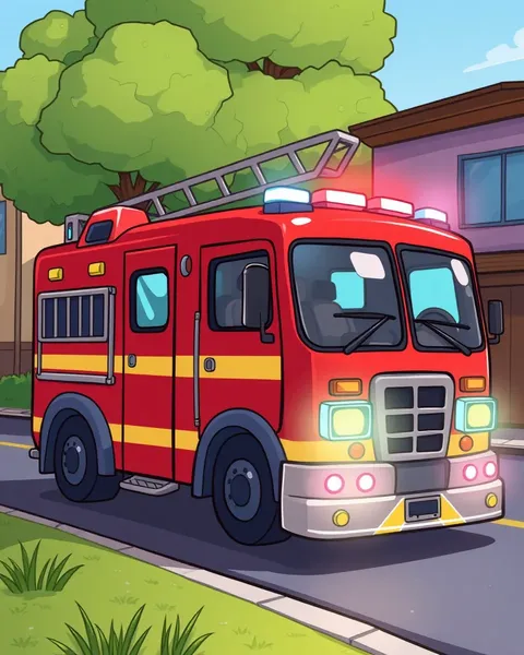 Fire Engine Cartoon Images with Happy Faces