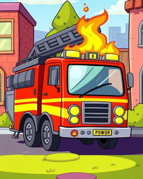 Fire Engine Cartoon Pictures for Children's Creative Play