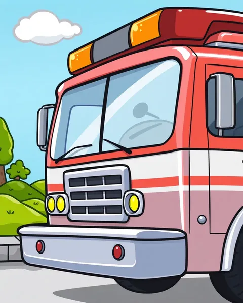 Fire Truck Cartoon Images in Colorful Animation