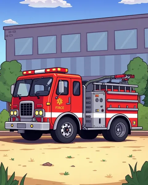 Fire Truck Cartoon Images with Bright and Bold Colors