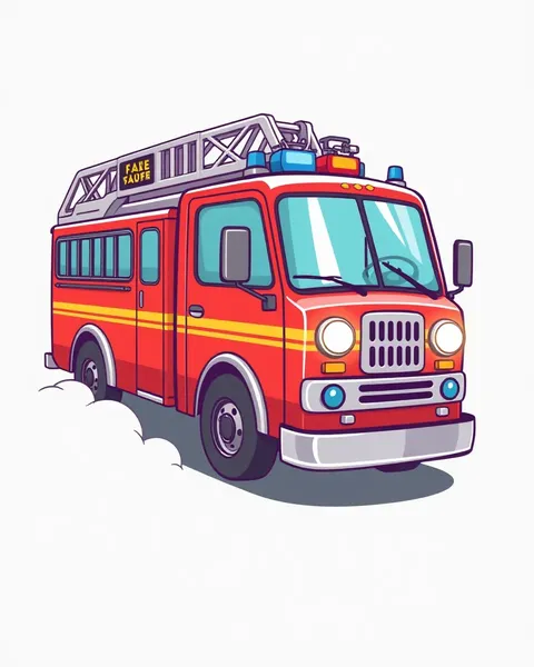 Fire Truck Cartoon Images with Realistic and Detailed Design