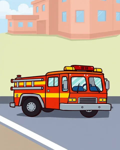 Fire Truck Pictures in Cartoon Animation Style