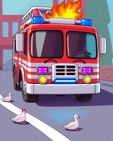 Fire Truck Pictures in Cartoon Style Illustrations