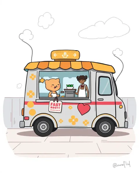 Food Truck Cartoon Images with Text