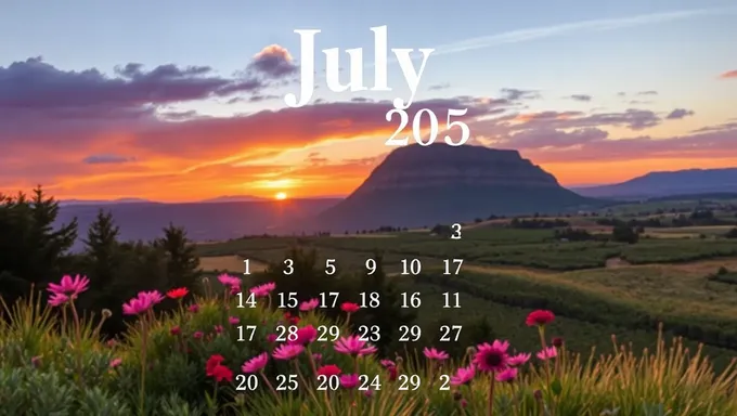 Free July 2025 Calendar Print for Download