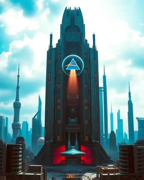 Futuristic cityscape inspired by Pink Floyd with a sense of alienation and technology.