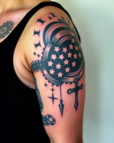 Gear Tattoo with a Vintage Twist