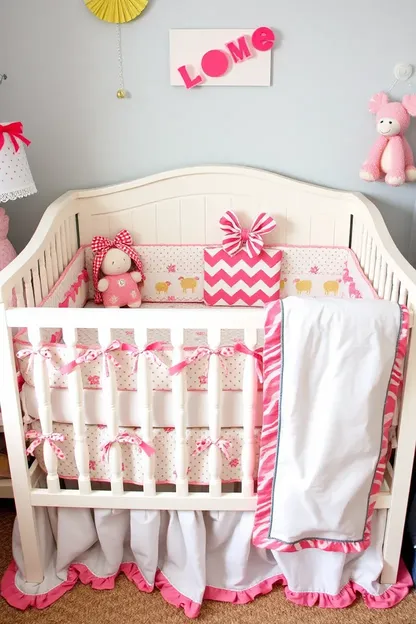 Girl's Crib Bedding Set with Soft Colors