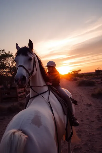 Girl's Joyful Horseback Ride at Sunset GIF