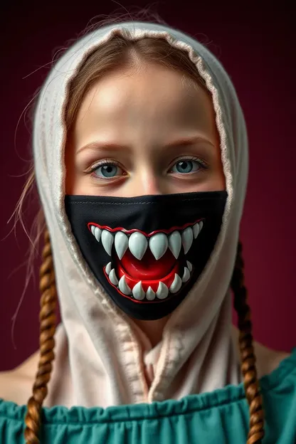 Girl Wearing Big Tits and Sharp Tooth Mask