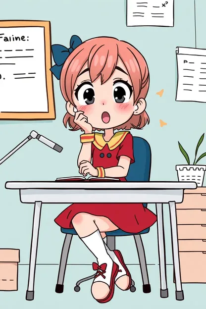 Girl at Desk Cartoon Template Design Free