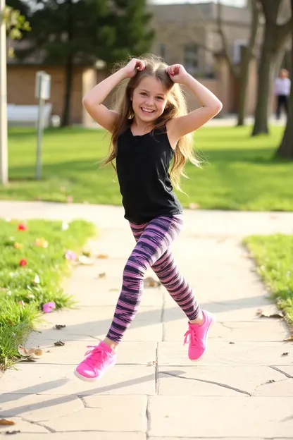 Girl in Leggings Walks Down the Street