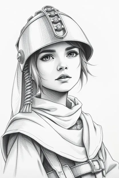 Girl in Sallet Drawing: Girl's Creative Expression in Sallet