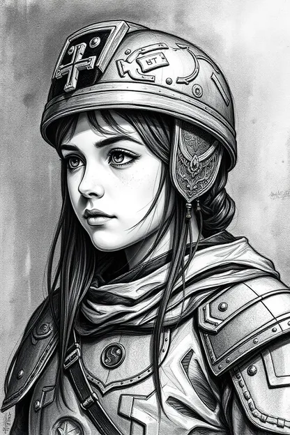 Girl in Sallet Drawing: Girl's Drawing Skills in Sallet