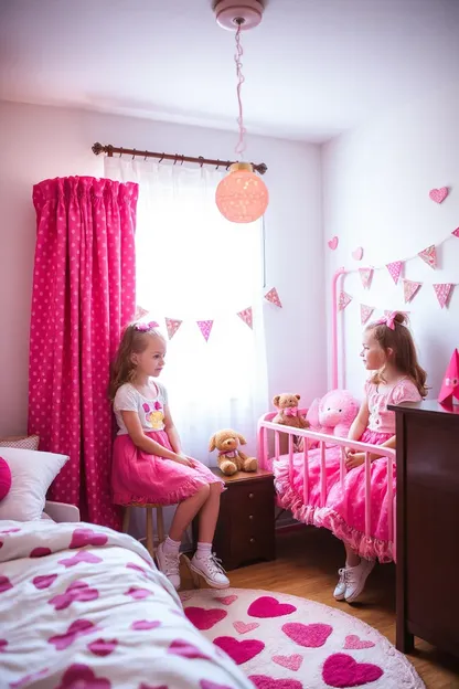 Girls' Room Design with Soft Pink and White