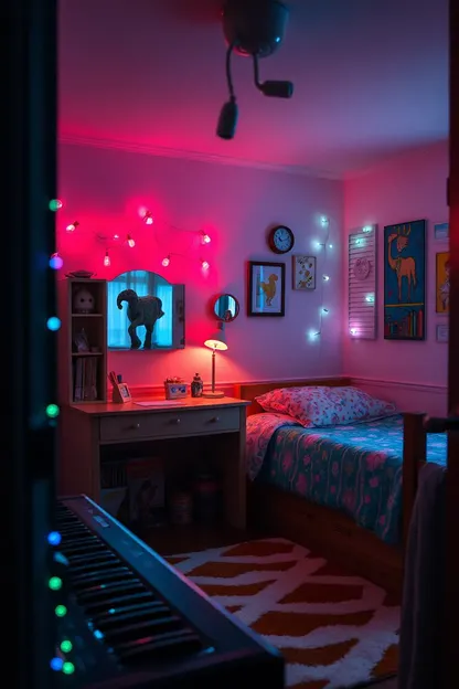 Girls' Room with Canopy Bed and Fairy Lights