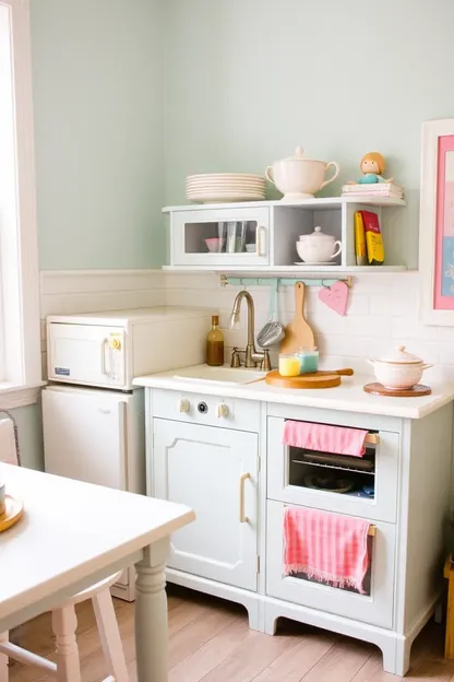 Girls Kitchen Set with Play Kitchen and Utensils