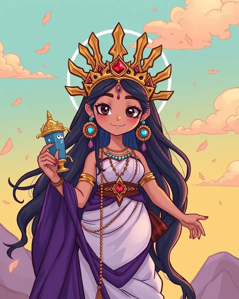 Goddess Cartoon Images Representing Mythical Female Figures