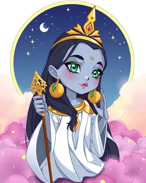 Goddess Cartoon Images of Goddesses with Magical Powers