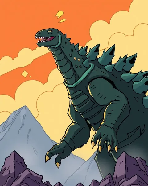 Godzilla's Cartoon Pictures in Epic Battle