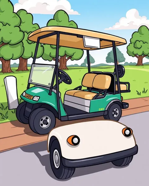 Golf Cart Cartoon Images with Bright Colors Only