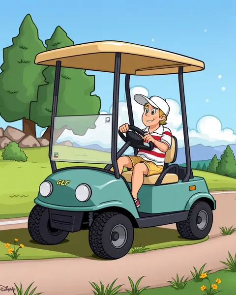 Golf Cart Cartoon Pictures in Whimsical Style