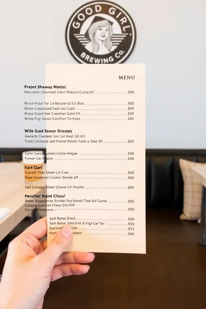 Good Girl Brewing Co. Menu Options