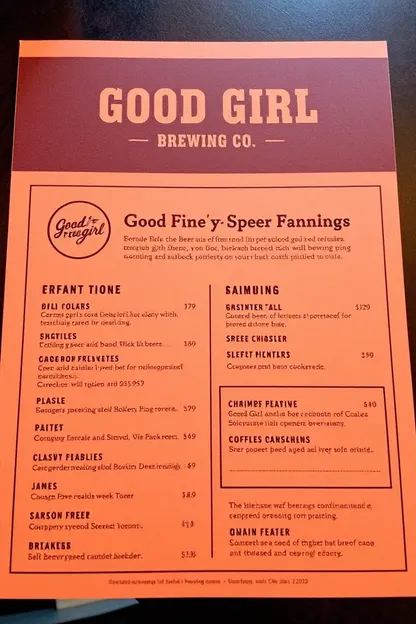 Good Girl Brewing Co. Menu Overview