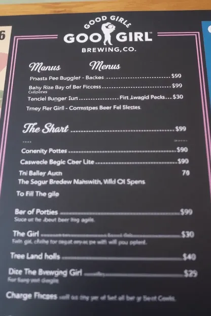 Good Girl Brewing Co. Menu Selection