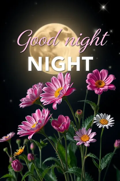 Good Night Images with Beautiful Flowers Scene