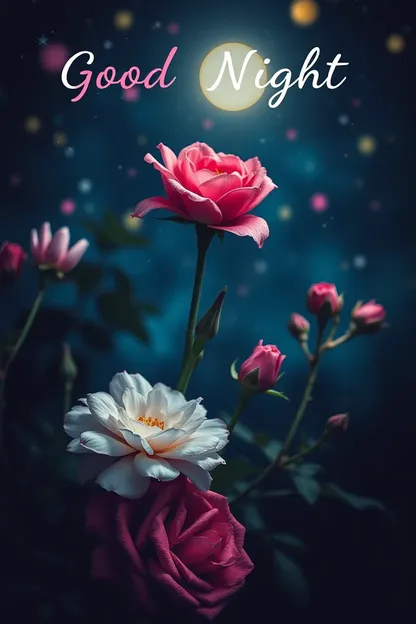 Good Night with Peaceful Flowers Images