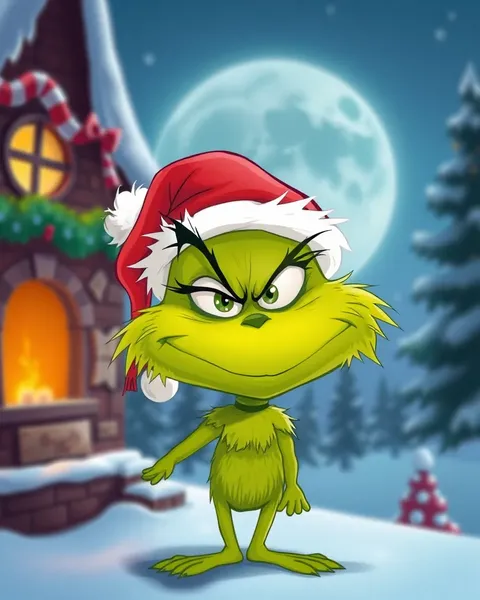 Grinch Cartoon Image Embodies Grumpy Christmas Spirit Tradition