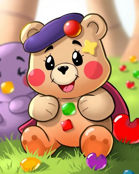 Gummy Bears Cartoon Images in Colorful Array