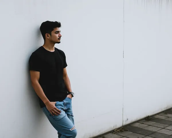 Guy Leaning Against Wall PNG Photo