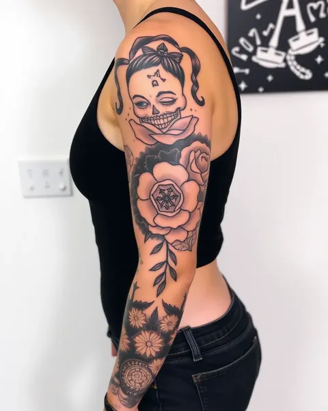 Half Sleeve Tattoo Ideas with Floral Patterns