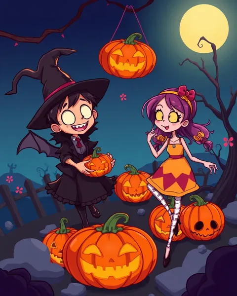 Halloween Cartoon Pictures of Trick-or-Treaters and More