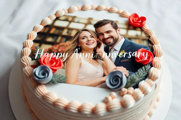 Happy Anniversary Photo Cake Beautiful Memory Capture Moment