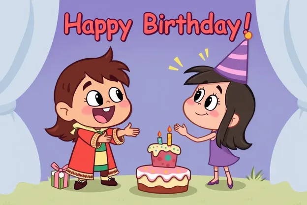 Happy Birthday Cartoon Image Unites Friends and Family