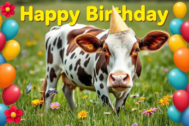 Happy Birthday Cow Images for Party Decorations