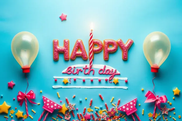 Happy Birthday Images in Blue with Colorful Balloons and Streamers