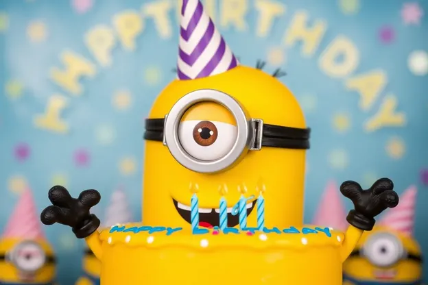 Happy Birthday Minion Pictures Playful Cartoon Scenes