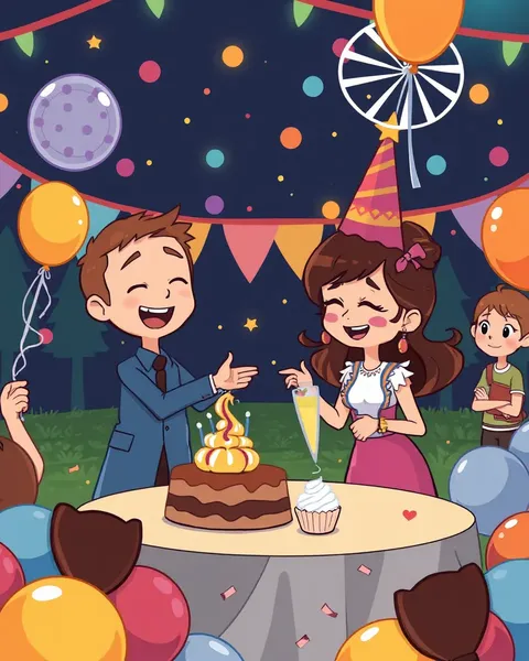 Happy Cartoon Images Portray Celebrations and Joy